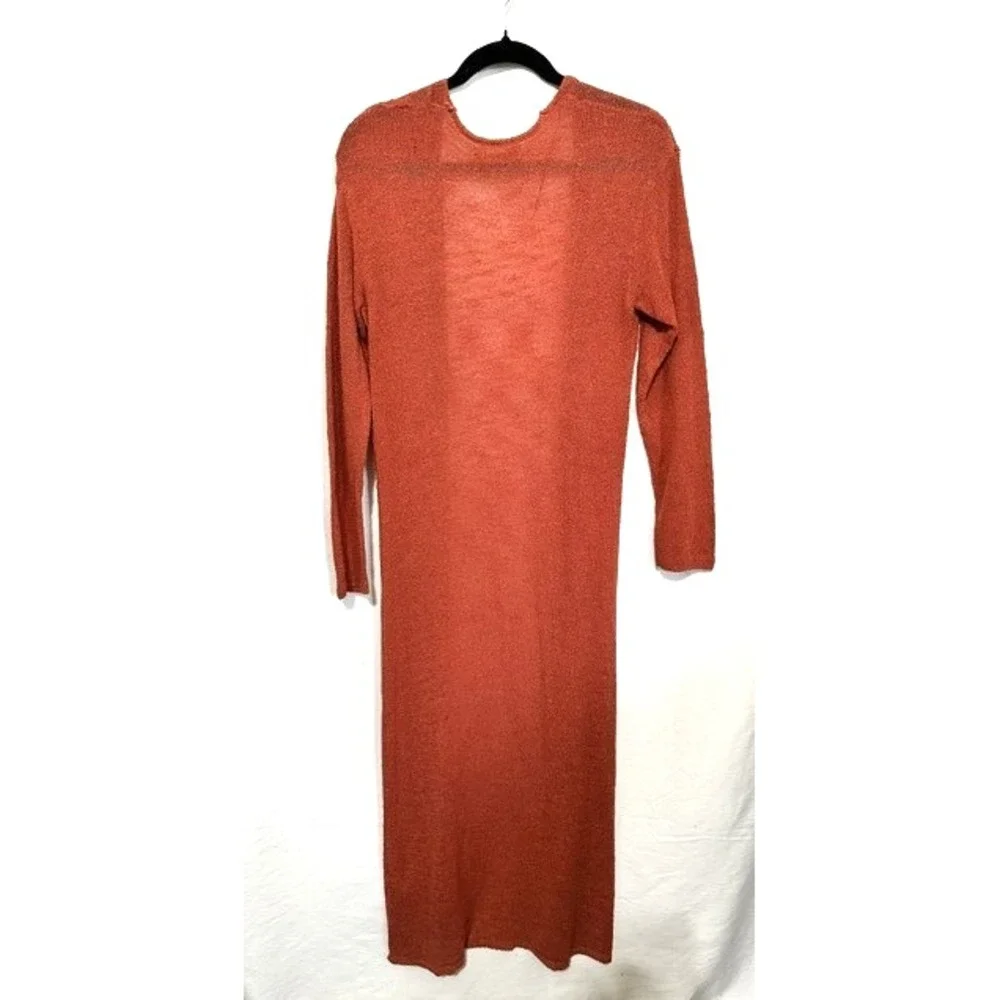 Free People Free-Est Size Medium Rust Color Sheer Light Weight Duster Sweater